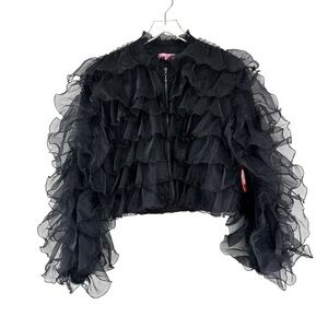 Eva Franco Ruffled Organza Bomber Jacket Size 4 NWT